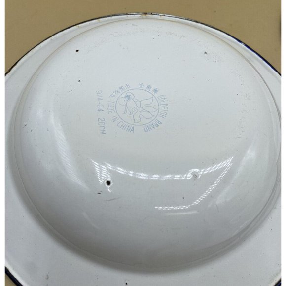 Gold Fish Brand Enamel 8” Plates Blue Pink and Red Flowers LOT 3 - Picture 4 of 14